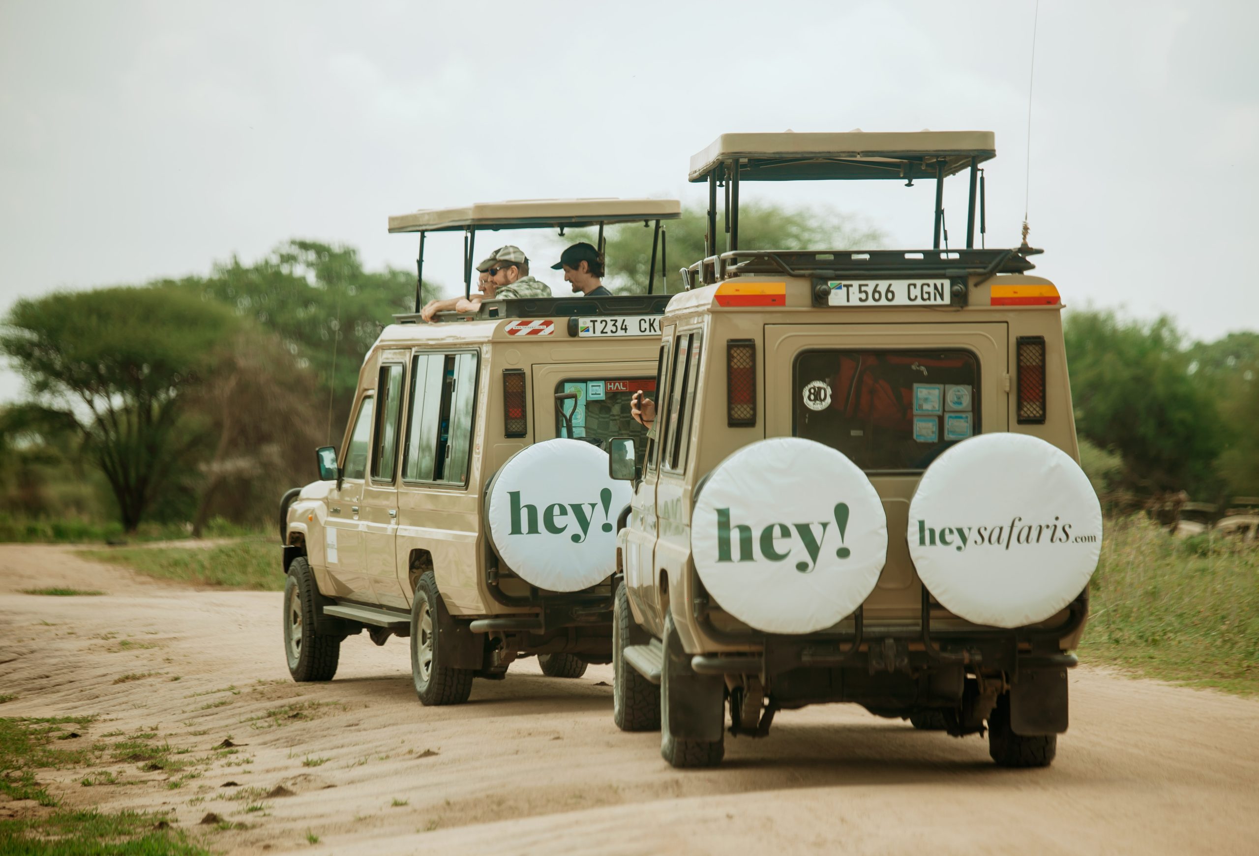 Fleet of Hey Safaris safari vehicles in Tanzania